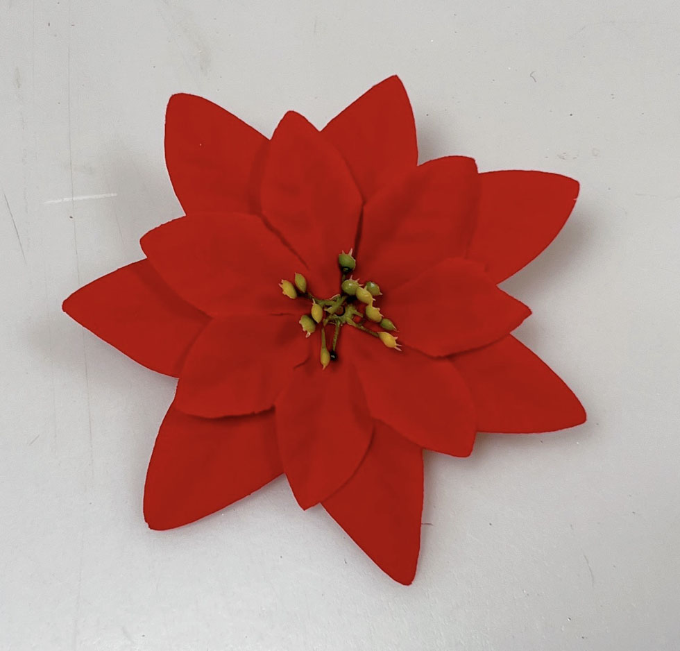 Květ poinsettia 12cm velvet  6/60